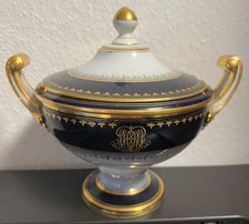 Terrine kobaltblau mit gold verziert Oepiag Porzellan
