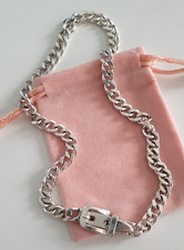 Edle 925 SILBER PANZER GÜRTEL HALSKETTE Collier Choker Charm massiv Zirkonia