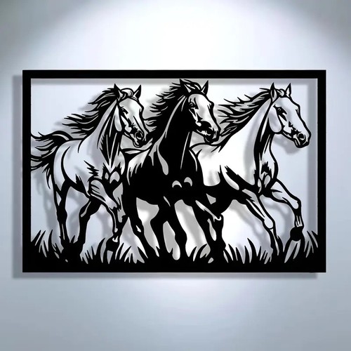 Pferde metall wandbild - pferde,