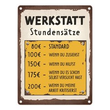 Werkstatt Stundensätze