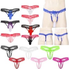 DE Männer Spitze Sissy Höschen Sheer Mesh Bikini Slips Stretch T-back G-String