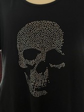 SKULL SCHWARZES STRASS KURZKLEID M SCHICK ELEGANT BAUMWOLLE ELASTHAN BLINGBLIG