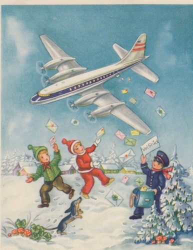 Neujahrskarte flugzeug kinder - neujahrskarte,