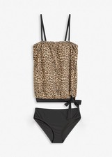 Oversized Tankini Gr. 42 beige/dunkelgrau Damentankini Bademode Neu*