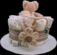 Windeltorte Boho - Windeltorte neutral - Geschenk Babyparty - Geschenk Geburt
