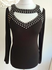 Bezauberndes Damen Shirt Langarm mit Nieten Bonprix  schwarz -  Gr. 36 /38 - neu