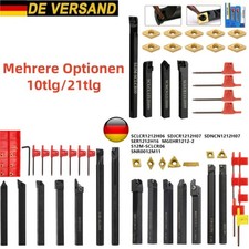 10/21 Set 10mm Hartmetall Drehmeißel Klemmhalter Drehstahl mit Wendeplatten Satz