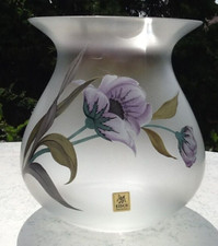 Eisch Glas Jugendstil große Vase Blume Libelle Handgemalt irisierend