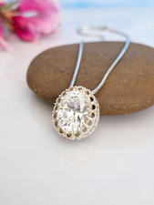 Wunderschöner Anhänger Silber 925, phantastischer Diamonique Stein, Kette 925