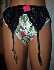 Verführerischer Spitzen Strapsgürtel M-XL SCHWARZ 66-105 cm 4 Strapse neu  (Q91)