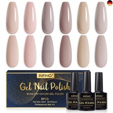 INPING UV Nagellack Set, 6 Stück Nude Braun Sammlung Gel Nagellack, Nackt 