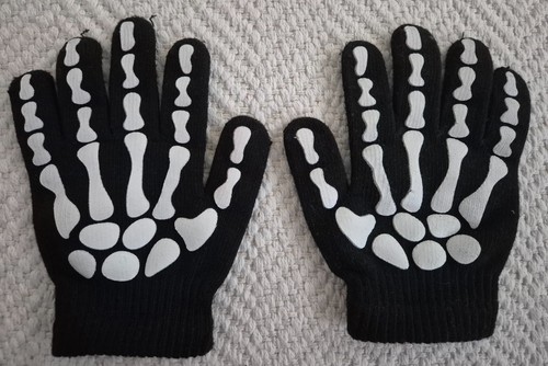 Skelett handschuhe schwarz - skelett,