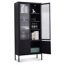 Vitrine Metall Glastüren Hochschrank Tokio Schrank Bücherregal Wohnzimmerschrank