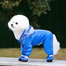 Dog Raincoat Hooded Fashionable Waterproofing 4 Legs Dog Rain Jacket Slicker For