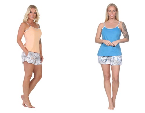Damen shorty pyjama rudhals - shorty-pyjama,