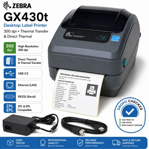 Zebra gx430t 300dpi usb lan - usb,