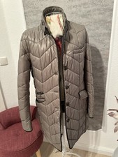 Damensteppmantel Lederbesatz