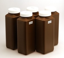 5x Kunststoff Flaschen in braun E1000 je 1000 ml Entwickler, Stoppbad, Fixierer