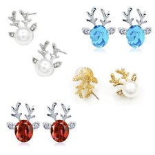  Rentier Ohrringe Weihnachten Elchgeweih Perle  - Model wählbar