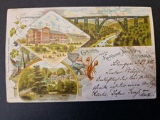 Litho AK Gruss a. d. Kochkunst Ausstellung Solingen 1896 mit Bahnpost gel (B514)