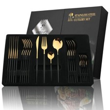 24Pcs Schwarz Griff Goldene