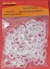 50 Faltenlegehaken Überklipshaken Gardinenhaken Faltenhak Weiß Transparent Braun