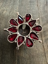 925 Silber Vintage Antik Anhänger mit Granaten Jugendstil Handarbeit gestempelt