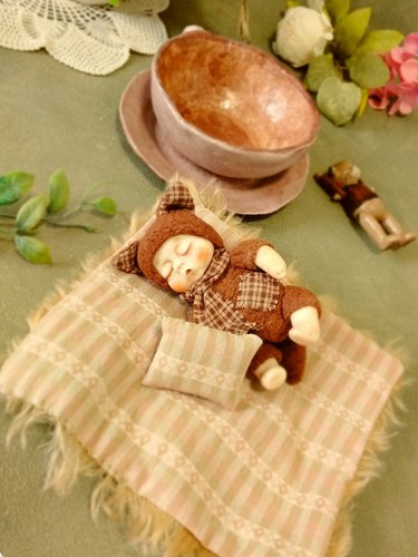 Teddy handarbeit puppe 8cm - teddy,