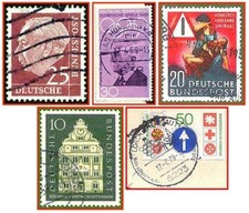Deutsche Bundespost (411a) - fünf gestempelte Briefmarken - verschiedener Werte