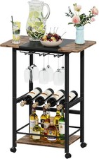 Retro Servierwagen 3 stöckig Barwagen mit Rollen Retro Grau Holz Metall Küche