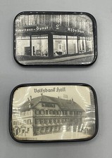 2 Taschen Spiegel Werbung Volksbank Hall Möbelhaus Gunst Antik Ur Alt Art Deco