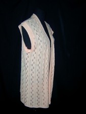 Strick Häkelweste Strickweste Weste Ajour Lochmuster pastell apricot 52 XXL neuw