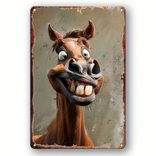 Blechschild lustiges Pferd Pferdekopf Nostalgie Vintage Metallschild TEL2528