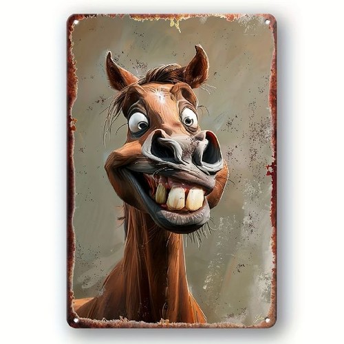 Blechschild lustiges pferd - lustiges,