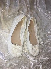 Stoff  Ballerina * weiß Häkelspitze * GR. 38 * flexibel komfortabel federleicht