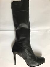 Duo kniehohe schwarze Lederstiefel runde Spitze Größe EU 40 P/180