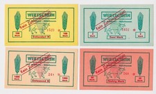 4 Banknoten 2 bis 1000 Mark