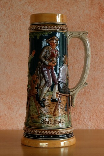 Antik alt bierkrug xxl relief - antik,