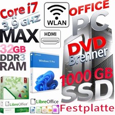 🔥 PC Windows 11 Office | Intel i7 4x 3,9 GHZ  | 32 GB DDR3| 1000 GB WLAN HDMI🔥