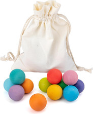 Holzball in Regenbogenfarben | 12 Stück Zählkugeln – Lernspiel für Kleinkinder –
