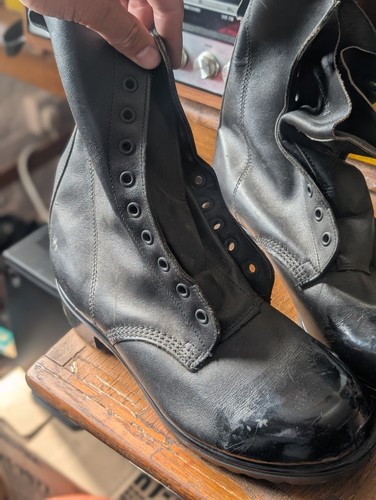 Vintage schwarz leder armee - leder,