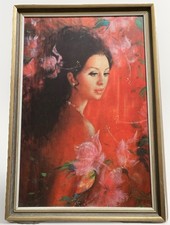 Vintage 60s Contessa Gypsy Lady Print By Ulric Rare Tretchikoff Lynch Era Large