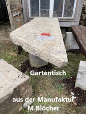 Gartentisch – Antik Sandstein + Eichenholz Maß ca. 185 x 70 x 75 cm