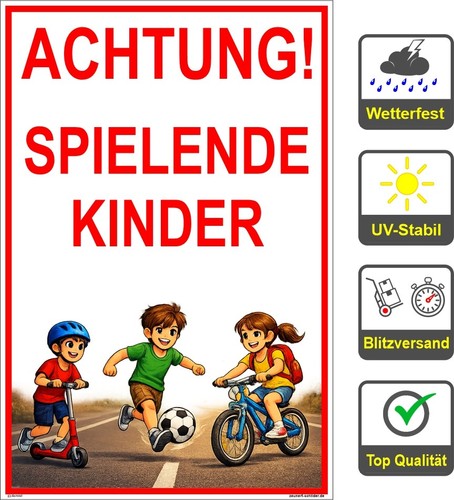 Schild achtung spielende - achtung,