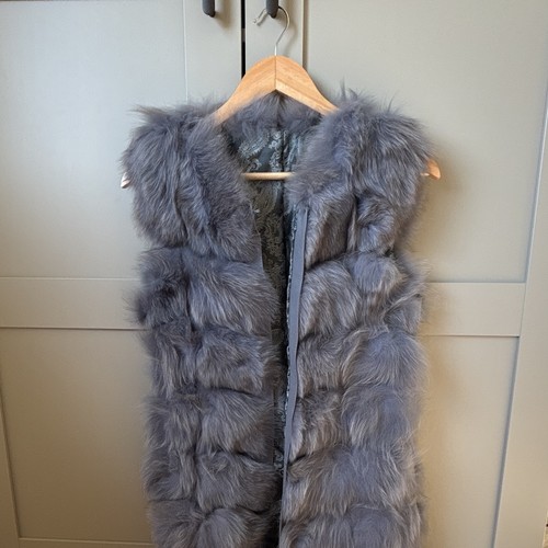 Damen pelz weste grau - damen, xl