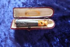 Antike Zigarettenspitze Bauer Sämann Dekor wohl Silber mit Gold Einfassung alt