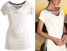 NEU ROT ! ELEGANTES LONGSHIRT mit ZIER-HALSBLENDE SCHMUCKSTEINE 38 HEINE *013916