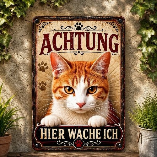 Blechschild katze achtung - katze,