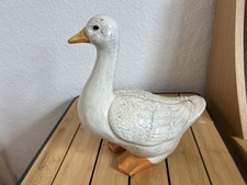 Deko Gans Figur Keramik – weiß, ca. 24 cm, Vintage Landhausstil