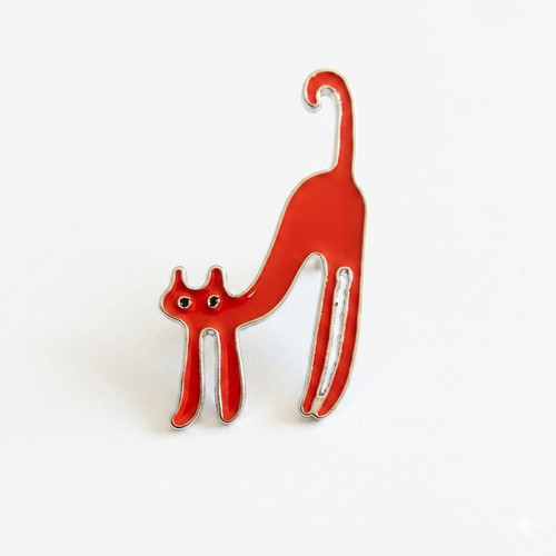 Emaille pin rote katze retro - pin,